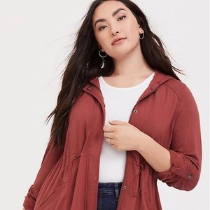 Brick Red Fleece Hooded Anorak